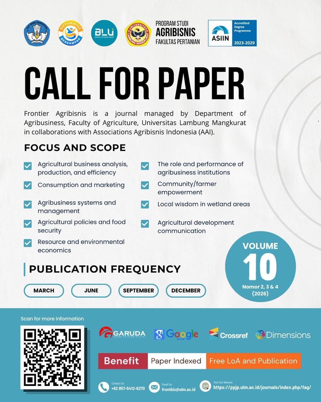 Call for Paper Frontier Agribisnis